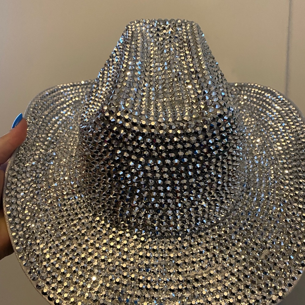 Silver Rhinestone Cowboy Hat